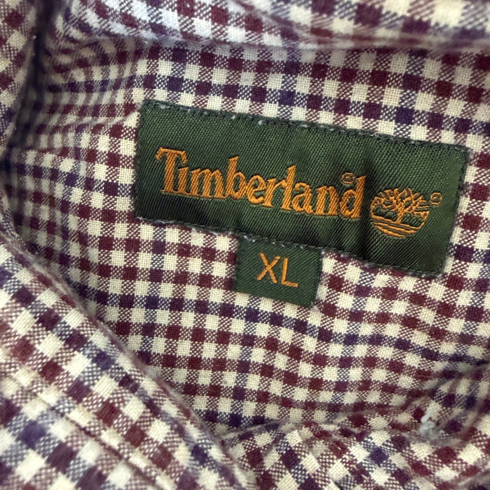Timberland Mens Brown Gingham Check Long Sleeve Button Down Shirt XL - Picture 9 of 10